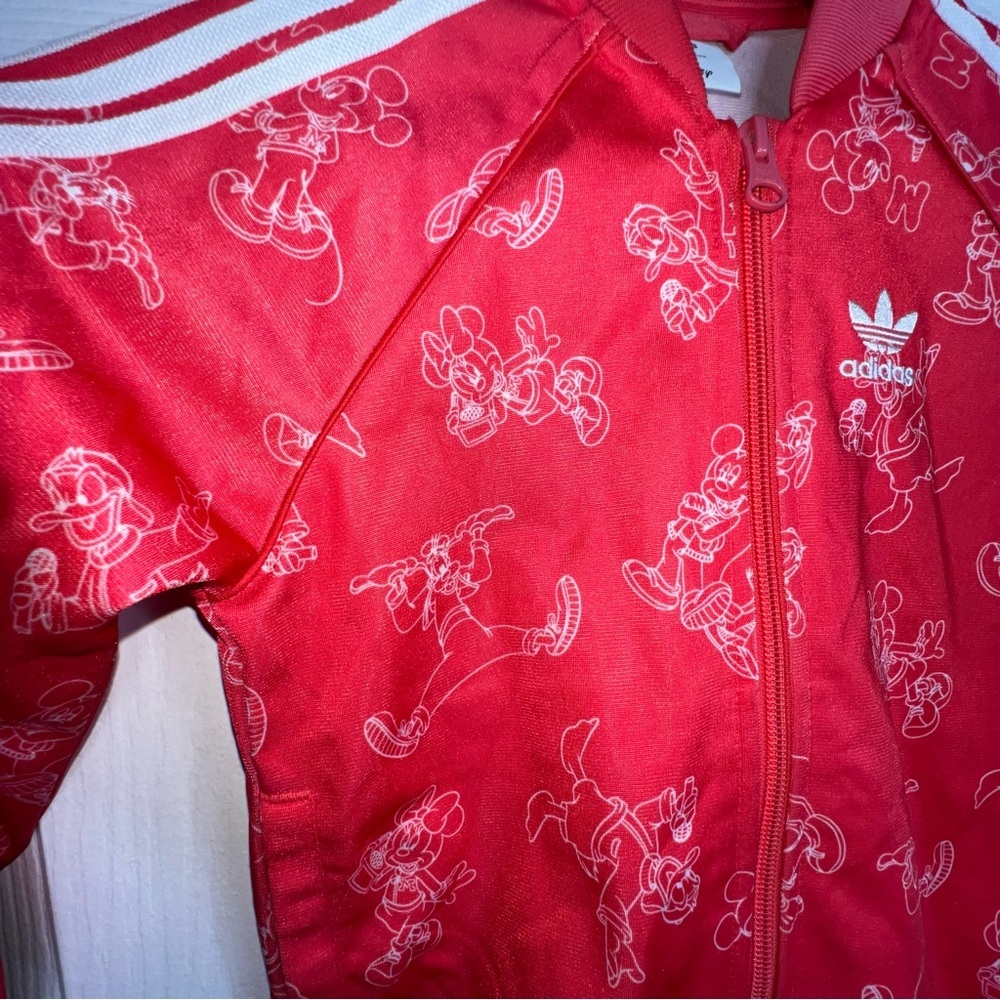 Adidas Red (Pinkish) Kids Zip-Up Jacket with White Stripes - Picture 6 of 10